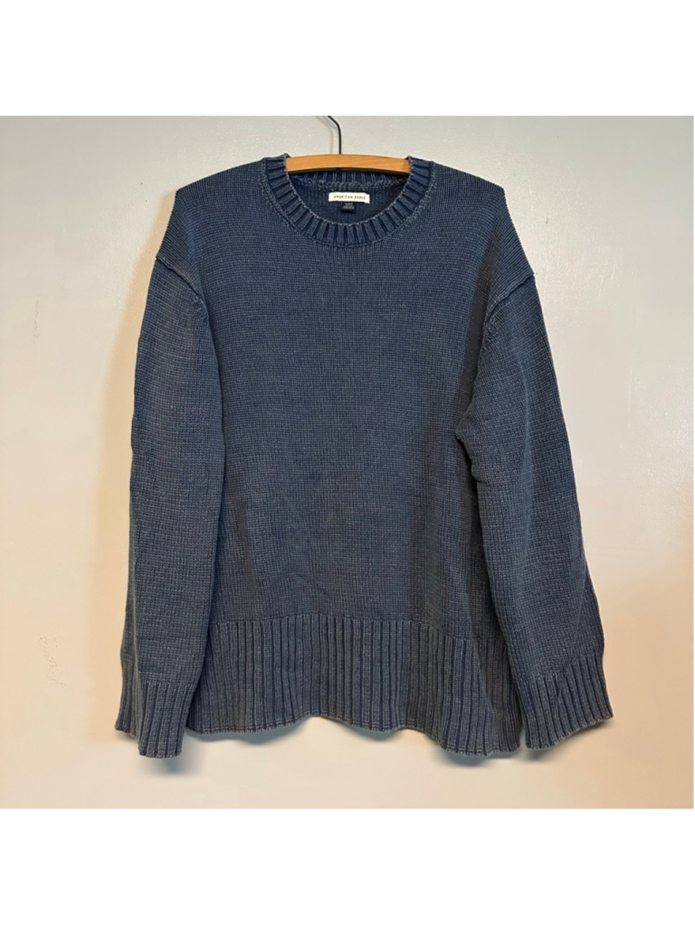 American Eagle Blue Crew Neck Sweater Women’s Medium Oversized Chunky